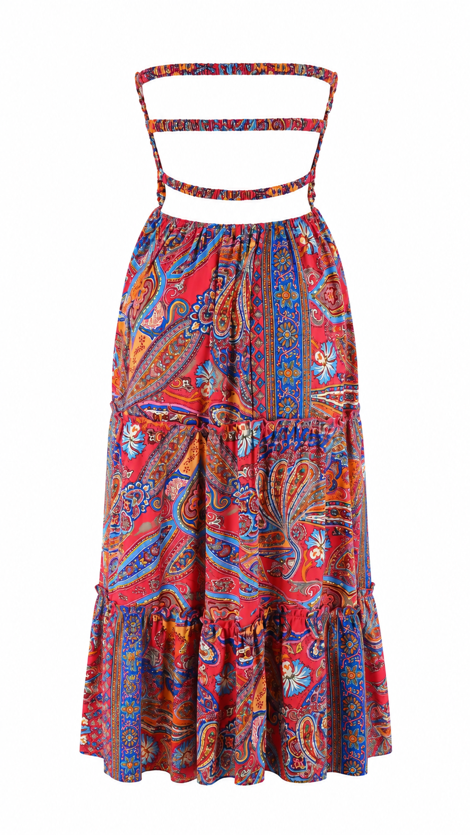 Abito lungo bandeau con stampa paisley