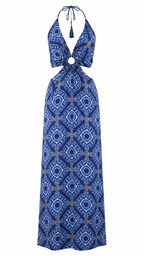 Abito lungo mandala cut-out laterale
