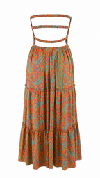 Abito lungo bandeau con stampa paisley