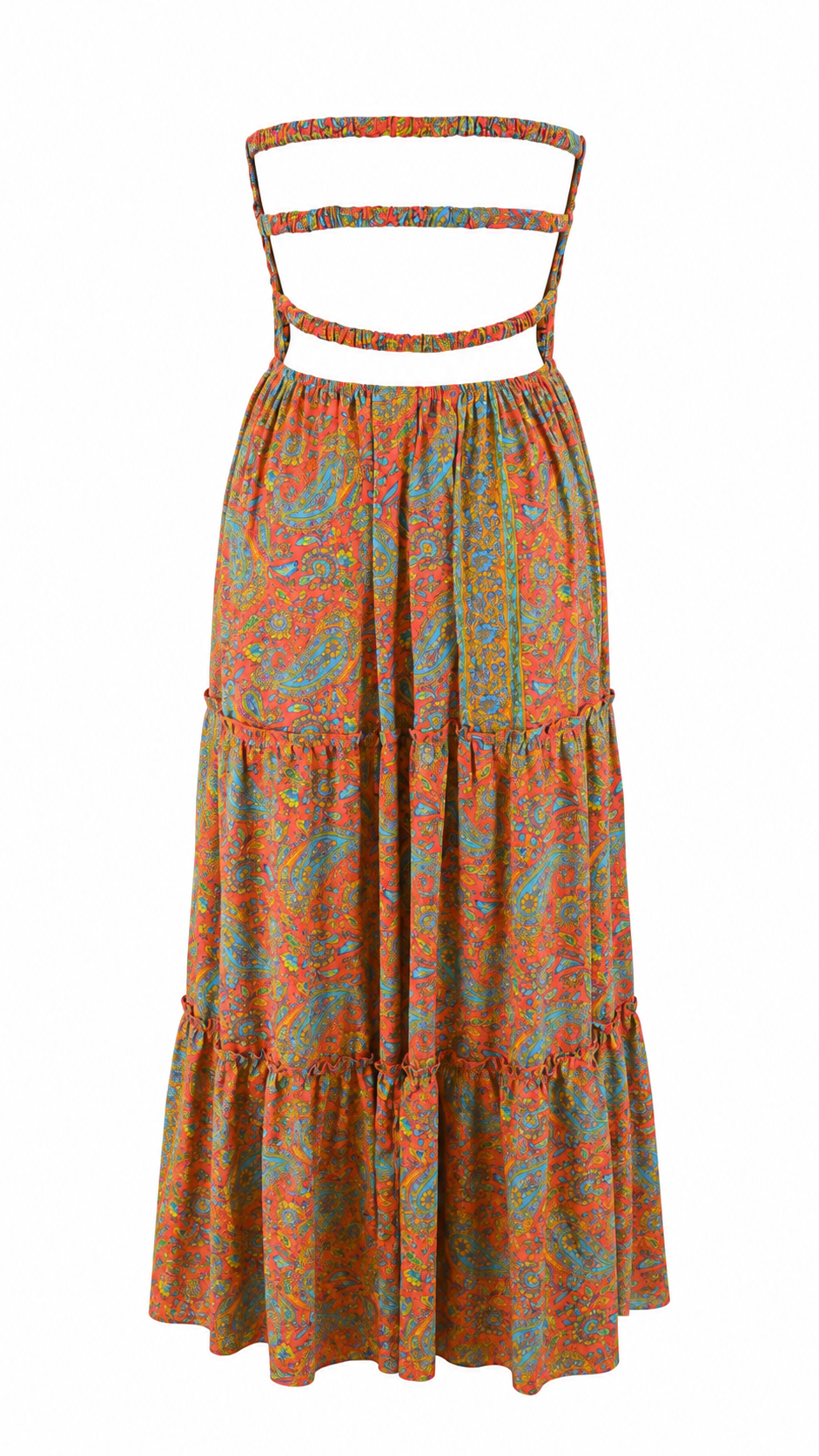 Abito lungo bandeau con stampa paisley