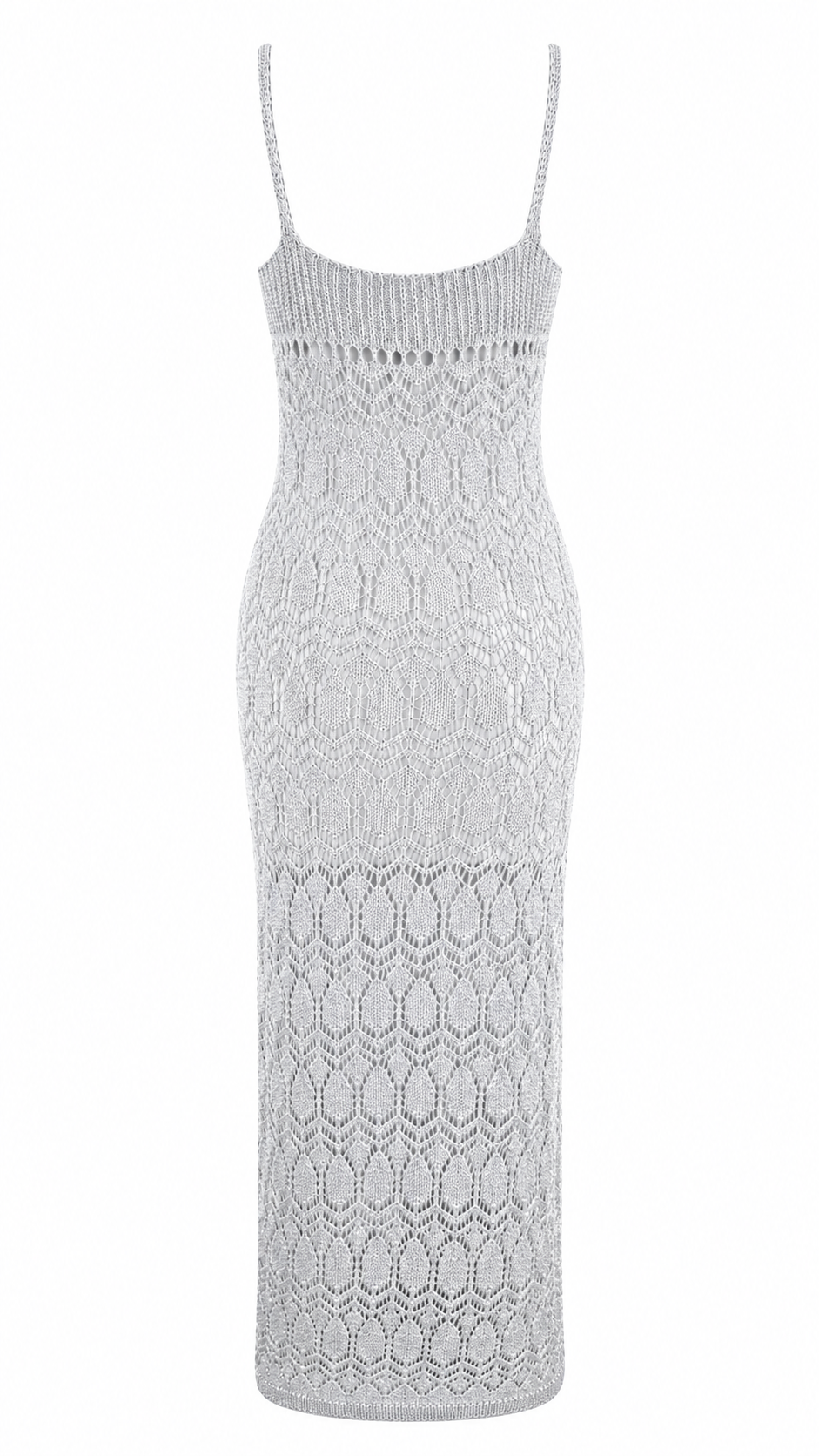 Abito lungo in maglia crochet traforata
