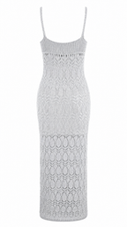 Abito lungo in maglia crochet traforata