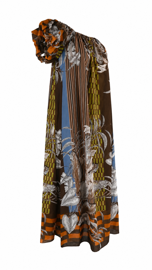 Vestido largo con mangas abullonadas