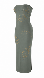Strapless short dress with tiered skirt