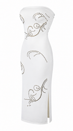 Strapless short dress with tiered skirt